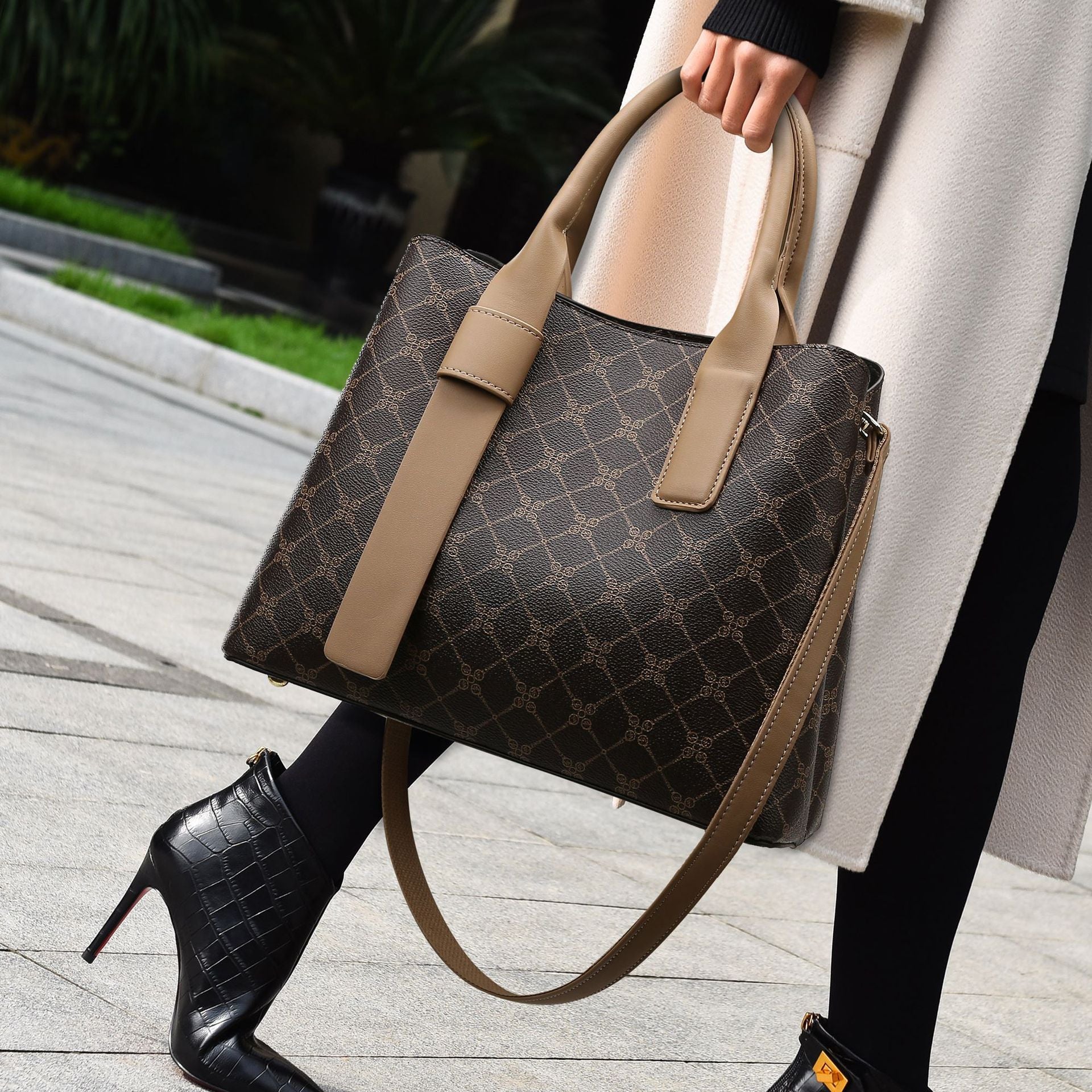 Bolsa de mão Estampado vintage Bolsa transversal feminina fashion elegante de ombro Bolsa Grande capacidade para o dia a dia Bolsa tote