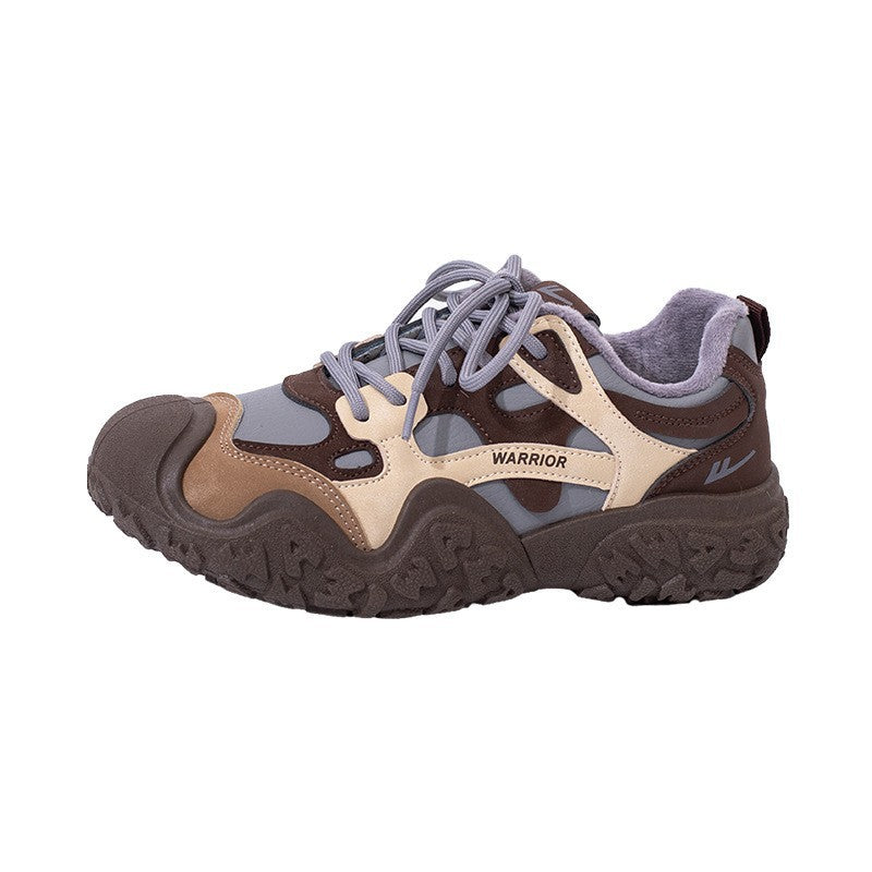 Huili high-top fashion trend fleece women's shoes lace-up thick sole comfortable two cotton shoes women's retro versatile warm shoes