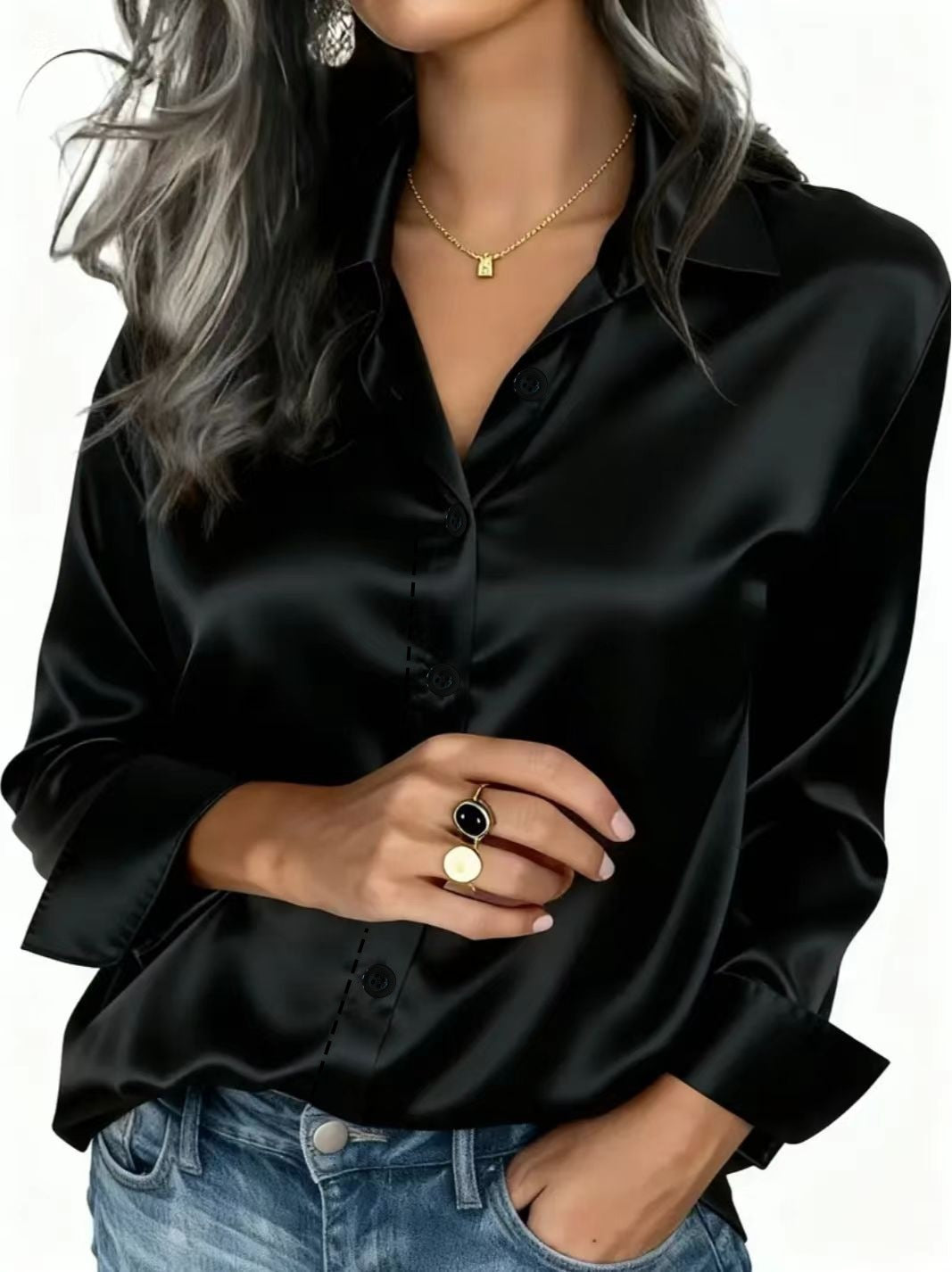 Amazon women's shiny color sponge shirt, elegant and commuting, suitable for long-sleeve versatile wear in spring and autumn