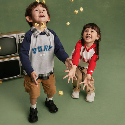 PONY boys and girls vintage daddy shoes black comfortable casual sneakers 233K1MD51