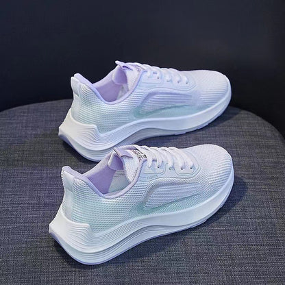 Ténis de malha respirável para mulher, modelo "Flying", lançamento outono 2023 na Coreia, ideal para estudantes que procuram corrida e uso casual. Disponível para envio direto.