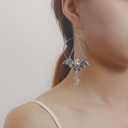 European and American cross-border jewelry, ins, geometric rings, Batman pendants, earrings, earrings, women's earrings, high-end niche