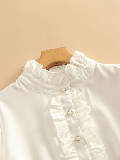 Amazon foreign trade European and American women's clothing wishAliExpress ebay shirt ruffles are versatile and elegant business fashion lining