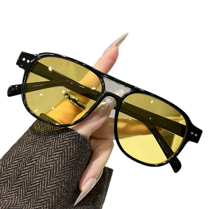 Dual-beam pilot style sunglasses, new European and American models for men and women, high-end sunglasses, sun protection, driving personality trend