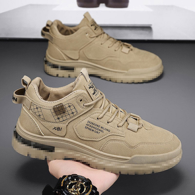 High-top boots 2026 spring new wear-resistant workwear non-slip men's hiking casual shoes, versatile outdoor height-increasing shoes
