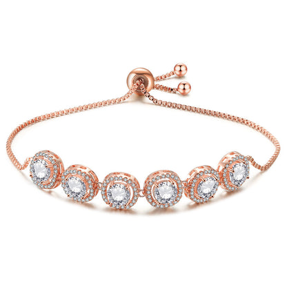 RAKOL Fashion Classic Geometric Round Zircon Bracelet Women's Korean Style Personality Creative Pull Hand Jewelry Factory Direct Sales