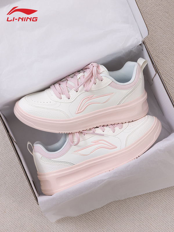 Li-Ning sneakers for women, Good Luck V2 official genuine new shoes, pink platform casual shoes, sports shoes, white sneakers