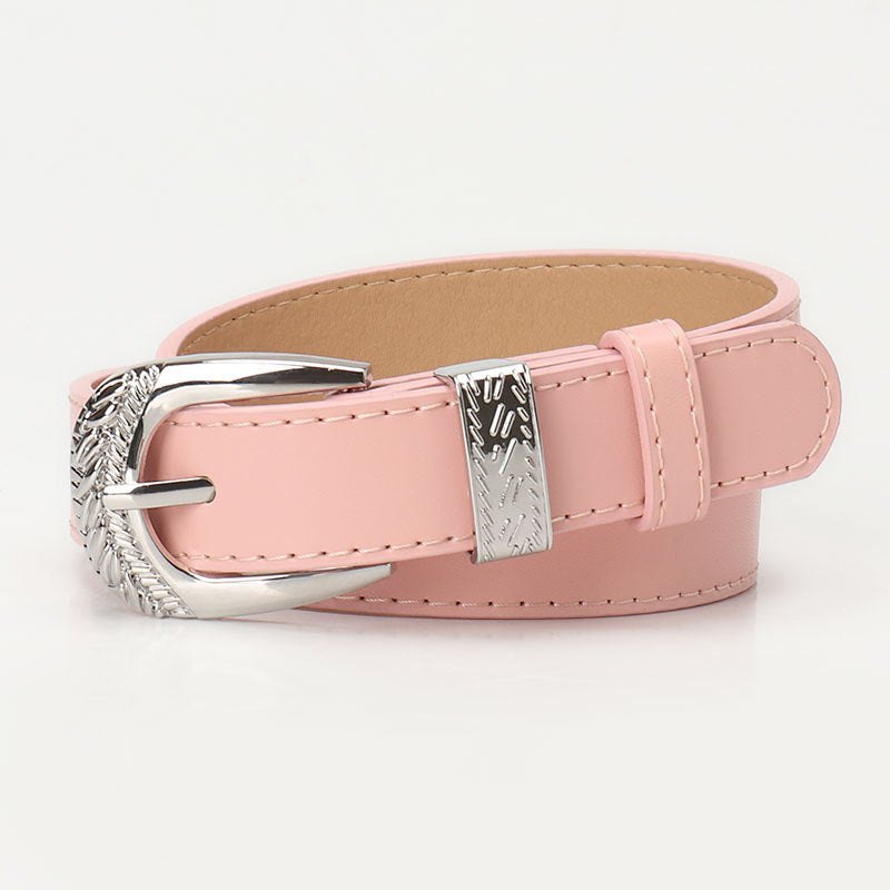New cross-border European and American carved buckle belt women's decoration simple and versatile trouser belt retro fashion trend women's belt