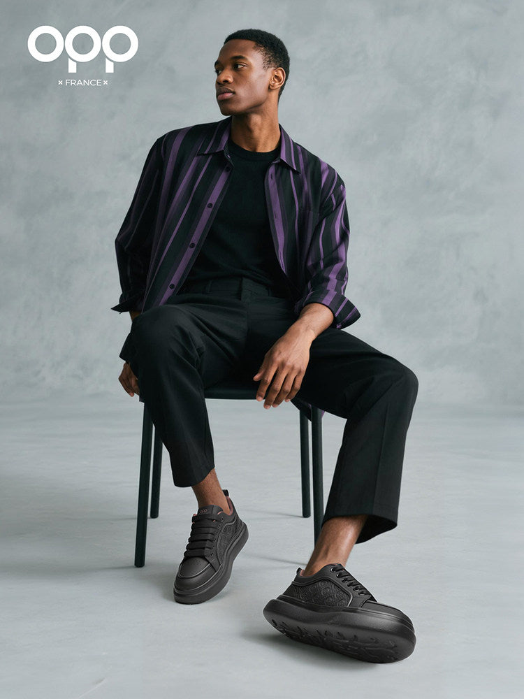 OPP men's shoes spring men's light luxury high-end platform versatile personality retro trend leather casual sports shoes