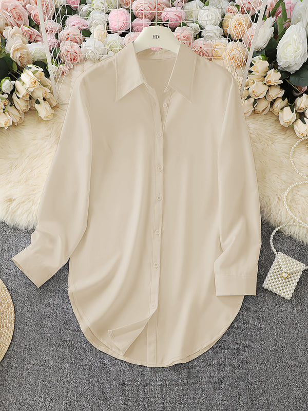 2024 AliExpress wish Amazon Hot Seller: Four-season fashionable minimalist irregular women's shirt, long sleeve, plus size