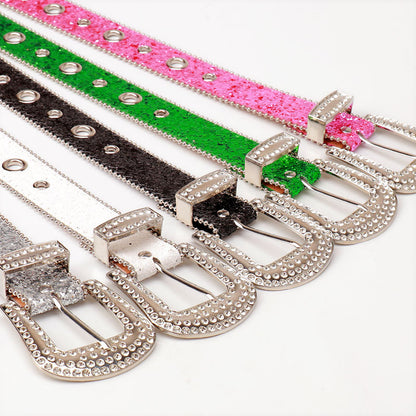 Cross-border super shiny squins belt, women's high-end skirt accessories, women's belt, European and American fashion, rhinestones, babes belt