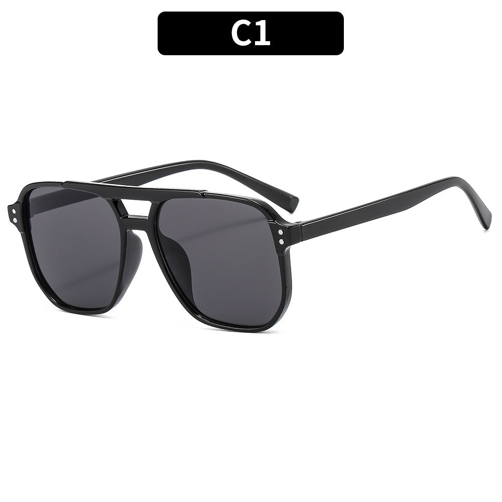 New cross-border double beam aviator sunglasses European and American same men's driving sunglasses high-end trend women's sunglasses