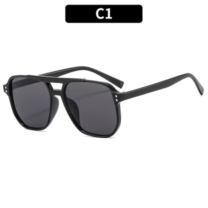 New cross-border double beam aviator sunglasses European and American same men's driving sunglasses high-end trend women's sunglasses