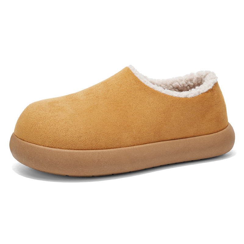 2025 Winter New Cotton Shoes, Men's Fleece-Lined Cotton Shoes, Snow Boots, Flat Shoes, Slip-on Mid-Top Warm Cotton Shoes