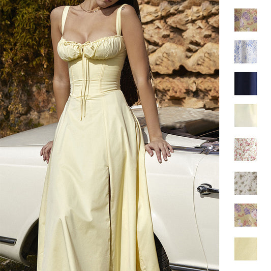 2026 spring new cross-border European and beautiful clothing temperament fashion floral suspender sleeveless gentle style French dress