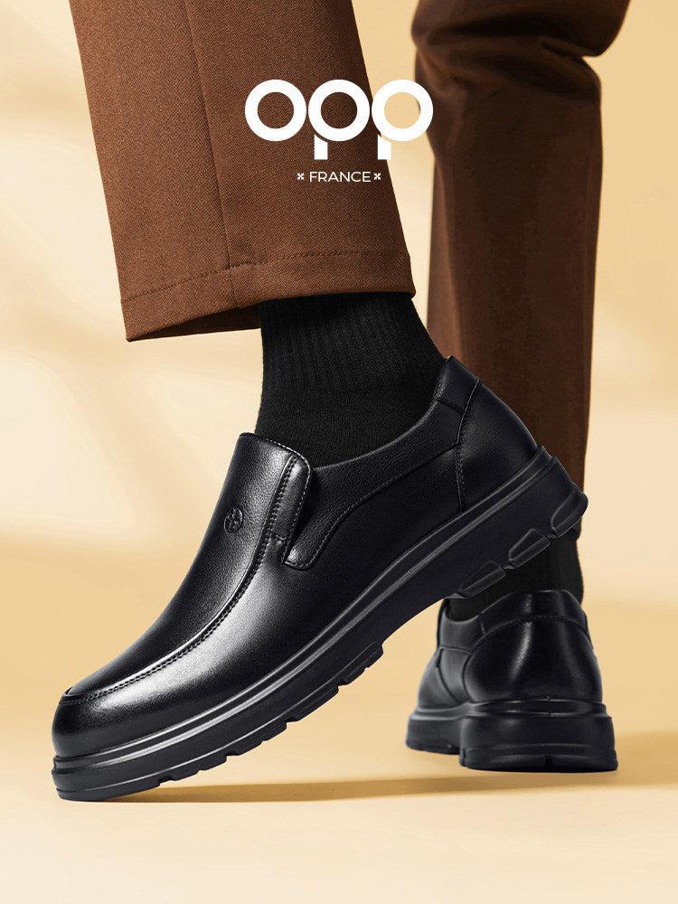 OPP men's shoes spring leather black slippers comfortable fashion business casual high-end British style leather shoes for men
