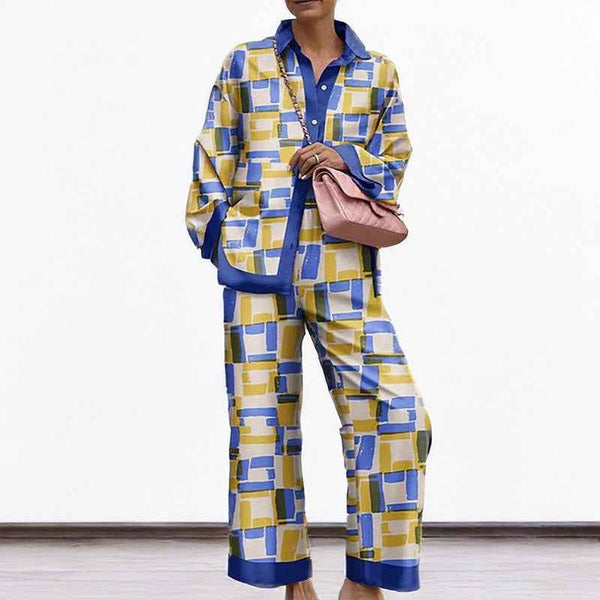 Foreign trade spring and autumn long-sleeved women's shirt set urban personality trendy brand 3D digital printing casual women's clothing 661