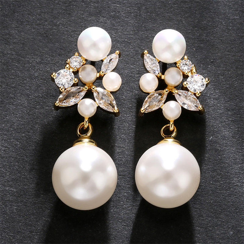 RAKOL high-end luxury elegance, elegant high-end earrings, long style with a sophisticated and sophisticated feel, fashionable earrings for banquets, weddings, and business use