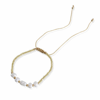 European and American cross-border jewelry ins adjustable special-shaped imitation pearl transparent rice bead color bracelet women's colorful rope wholesale
