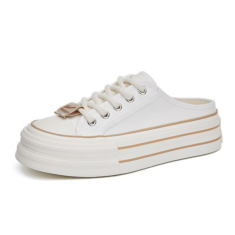 Pullback simple daily platform shoes female college style youth show long legs student board shoes Korean solid color versatile single shoes