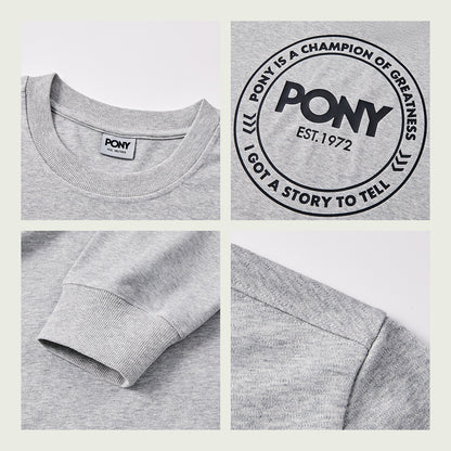 PONY Autumn New Men's and Women's Thermal Technology Crew Neck Casual Loose Sports Jumper 243U2GS54GR