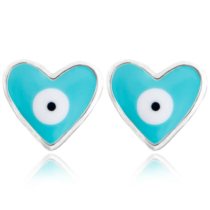 Jewelry Factory Customization Mini Heart-shaped Demon Eye Earrings Stud Earrings Luxury Niche Earrings