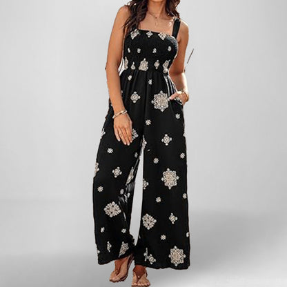 2025 Amazon Spring New European and American Clothing Solid Color Suspender Waist Casual Temperament Trendy Fashion Jumpsuit