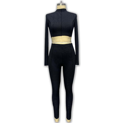 European and American cross-border foreign trade leisure suit women's 2021 autumn new fashion design high-waisted slim pants suit women