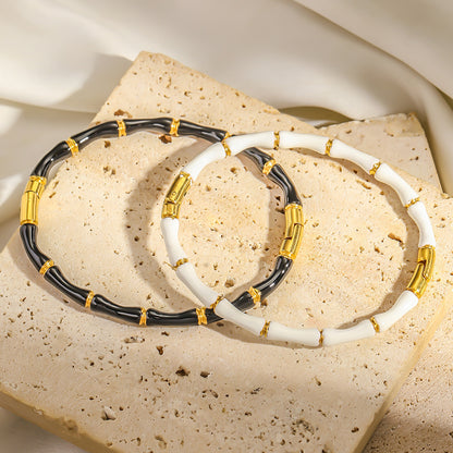 Cross-border European and American style stainless steel bamboo closure bracelet, INS style fashion drip design bracelet for women
