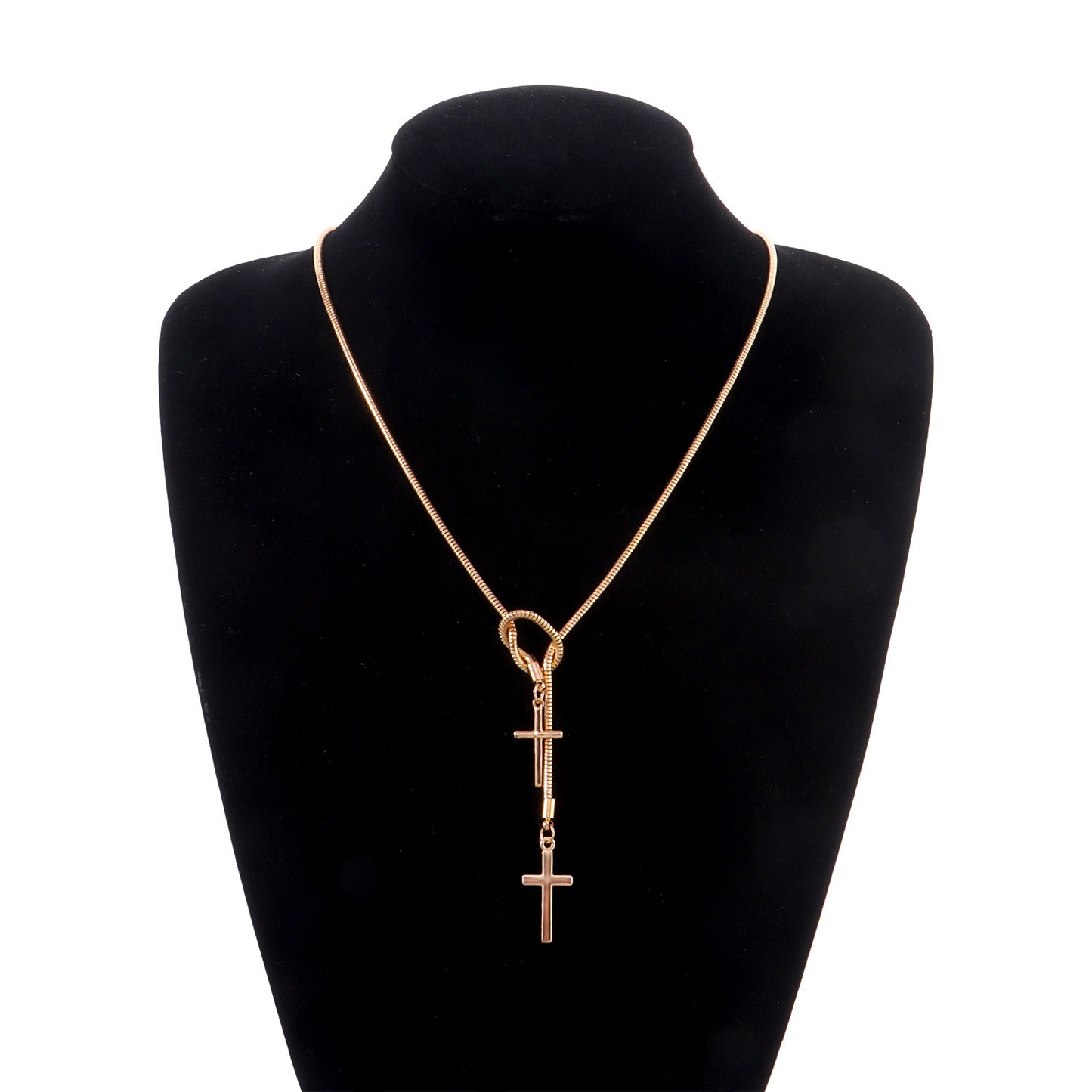 European and American cross-border jewelry Personality cross snake bone chain necklace Women's fashion is cool and can be knotted and worn necklaces