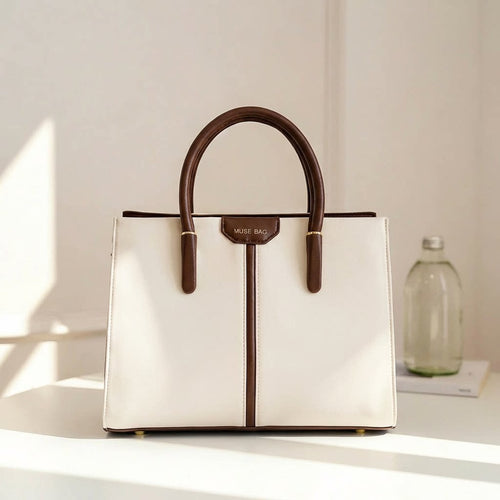 Novo modelo Bolsa de mão contraste de cores design sofisticado Bolsa versátil Grande capacidade Bolsa tote uso diário para o dia a dia Bolsa de ombro feminina