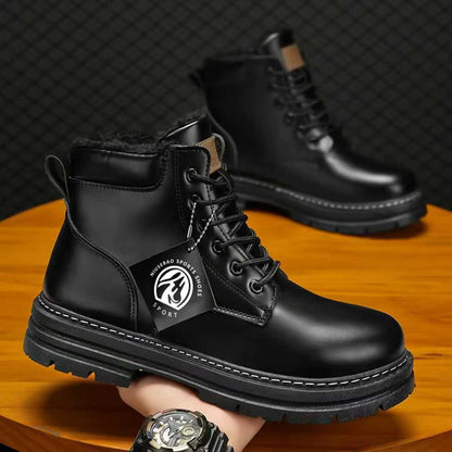 Men's Martin boots fall 2025 new fleece thickened outdoor cargo shoes British style retro rhubarb boots men's shoes