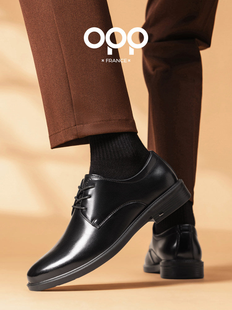 Sapatos para homem OPP Primavera 2026, novos modelos para negócios e ocasiões formais, em pele genuína preta de alta qualidade, estilo britânico, para homens de bom gosto.