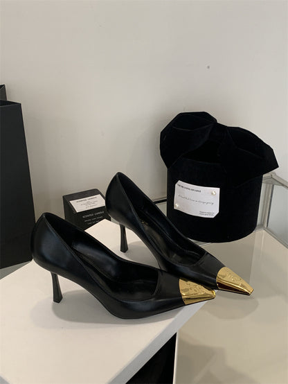 WO Huizhou 2026 new Baotou back air sandals matte and patent leather light luxury European and American temperament royal sister iron head
