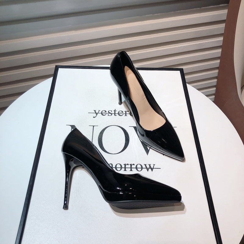 WO Huizhou women's shoes, patent leather waterproof platform, pumps, European and American fashion, light luxury, versatile, stiletto heels, no tired feet