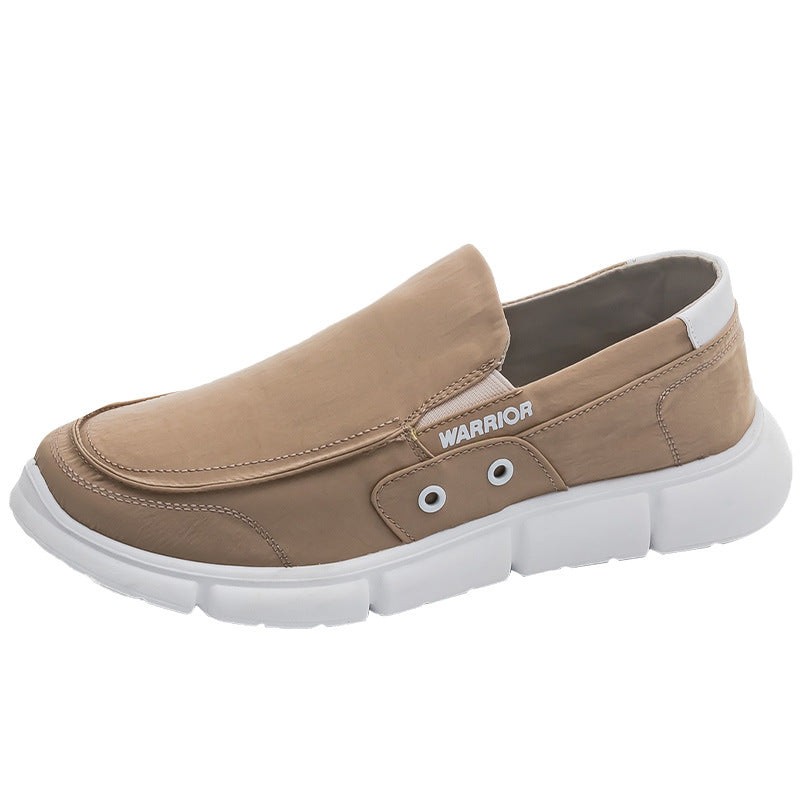 Pullback lightweight and comfortable middle-aged and elderly canvas shoes are simple and breathable, lazy shoes are versatile, easy to put on and take off, casual platform shoes