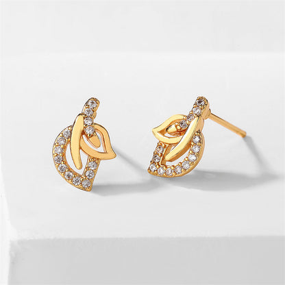 RAKOL Korean Style Simple Fashion Leaf Stud Earrings Copper Plated AAA Zircon Earrings Internet Celebrity Trendy Geometric Earrings for Women