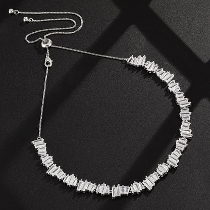 Cross-border new stepped zircon necklace, light luxury niche row with diamond-embedded collarbone chain, high-end factory direct sales