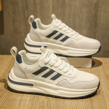 Sapatos masculinos 2025 nova malha respirável outono e inverno waffle de sola macia forrest forrest ténis versáteis masculinos topo de gama