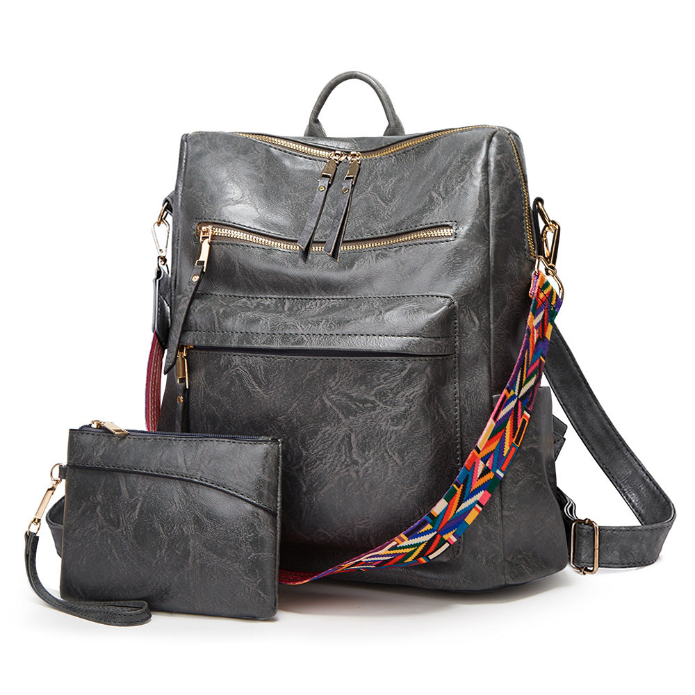 Amazon Trendy Backpack Bag Women's 2024 New European and American Fashion Casual Soft Leather Large Capacity Backpack Batch