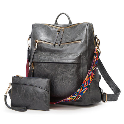 Amazon Trendy Backpack Bag Women's 2024 New European and American Fashion Casual Soft Leather Large Capacity Backpack Batch