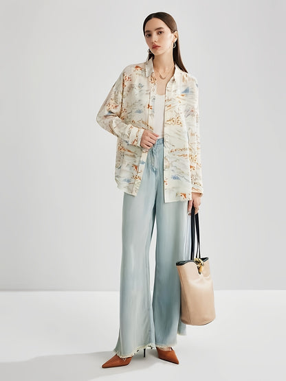 Cross-border European and American full print, a variety of pattern options, long sleeves loose casual top shirt
