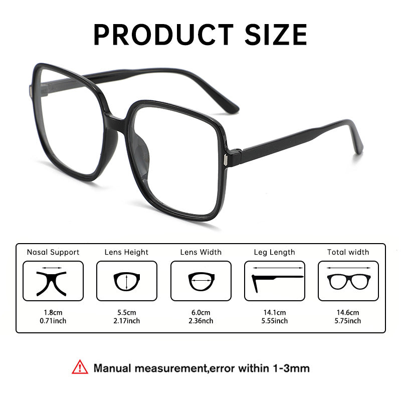 Fashion large frame face small glasses frame women's 2025 new plain makeup retro flat gloss large square frame Internet celebrity glasses frame