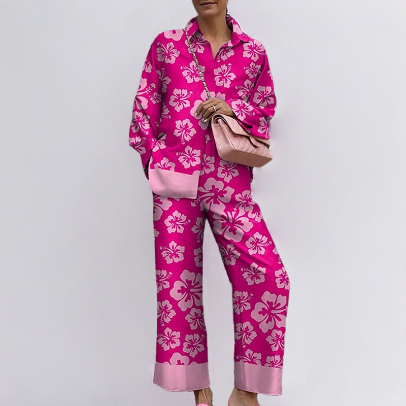 Foreign trade spring and autumn long-sleeved women's shirt set urban personality trendy brand 3D digital printing casual women's clothing 661