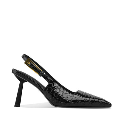 Spring 2026 pointed toe thin heel patent leather high-heeled sandals women's European and American sexy back space one-line belt commuting versatility to show slimming