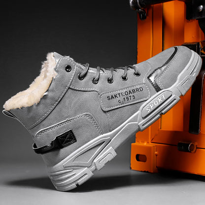 Fleece-lined thickened snow boots for men, winter cotton shoes, outdoor waterproof, non-slip, warm Martin boots, Korean version cross-border in-stock