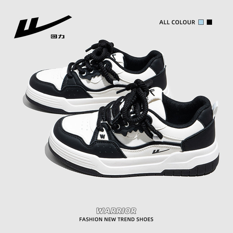 Pullback fashion versatile board shoes, black and white trendy design platform student shoes, four-season breathable casual shoes, women's shoes