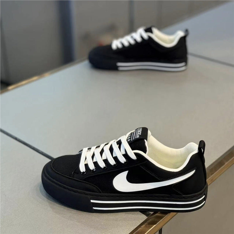 Sapatos masculinos 2025 primavera e outono nova tendência: versátil superfície de tecido rendado, sola macia respirável confortável confortável calçado de prancha esportiva e de lazer confortável