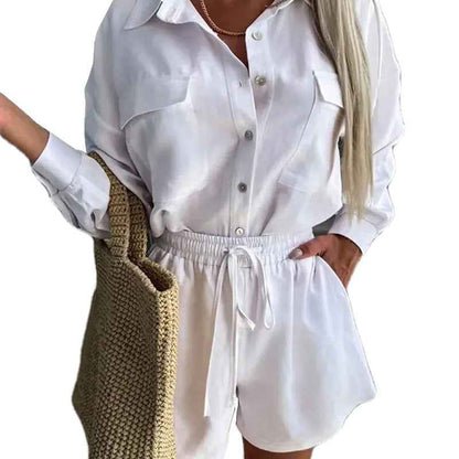 2025 summer new cross-border European and American fashion casual sports simple style solid color top shorts two-piece set 661