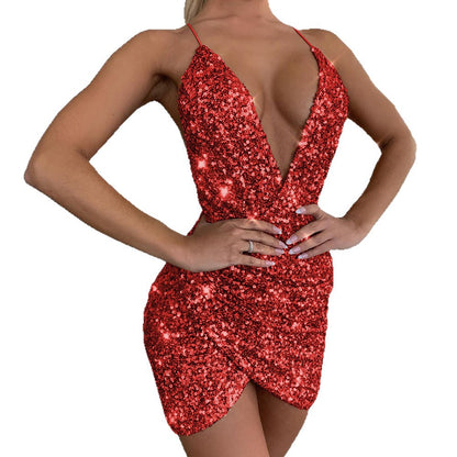 2026 Amazon New European and American Style Women's Sundress Fashion Tight Sequin Sexy Dress Dress 661